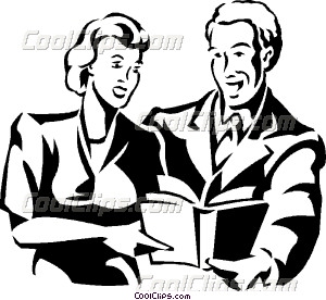 300x276 Man And Woman Reading A Book Vector Clip Art