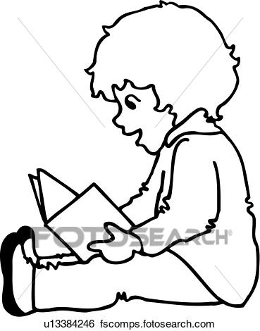 369x470 Clip Art Of , Book, Child, Children, Happy, Kid, People, Pre