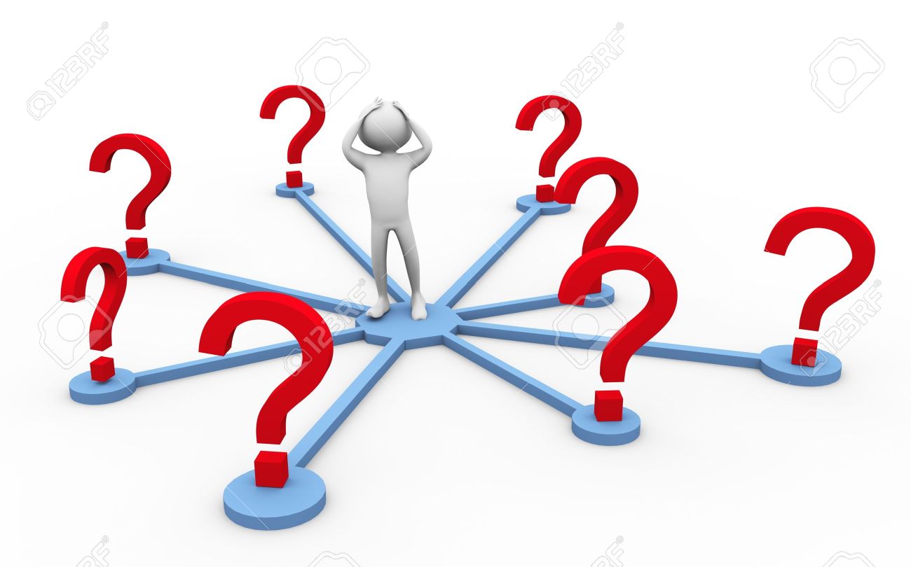 1300x810 Confused 3d Man In The Middle Of Question Marks Stock Photo