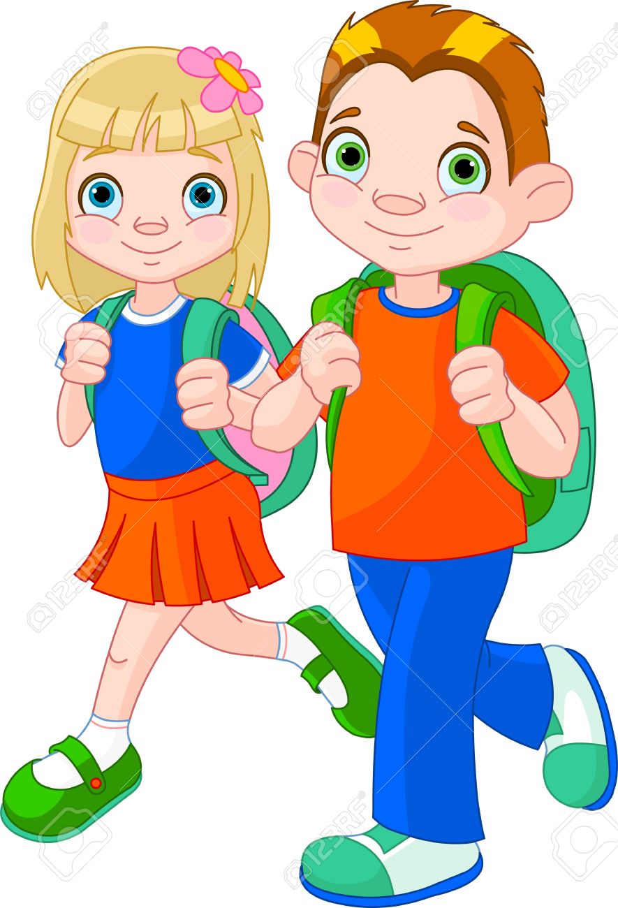 885x1300 Girl Go To School Clipart