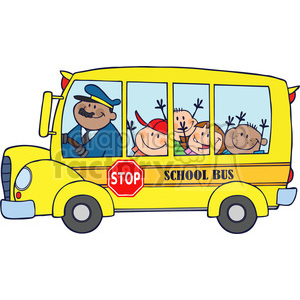300x300 Royalty Free 5047 Clipart Illustration Of School Bus With Happy