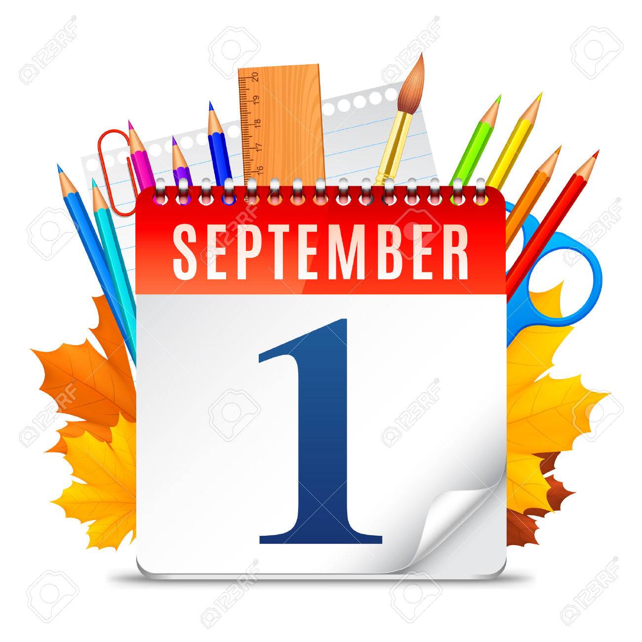 1300x1300 Education Symbols Behind Calendar With First September Date