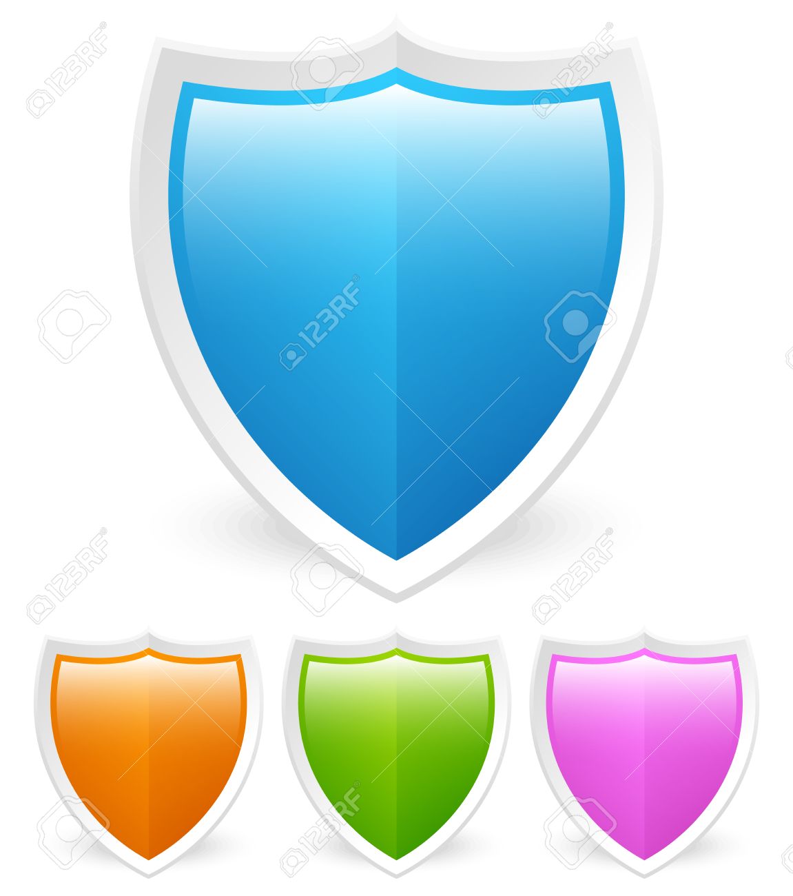 1151x1300 Blue, Orange, Green, Pink Color Glossy Shields With White Frame