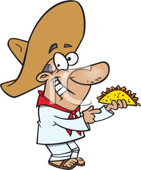291x350 Mexican Man Wearing A Sombrero Holding A Taco