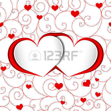 450x450 St Valentine Greeting Card Red Heart Shape On Seamless Pattern
