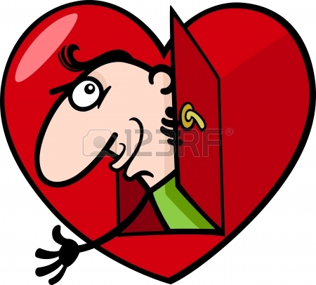 450x406 Cartoon Illustration Of Funny Man Walking With His Valentine