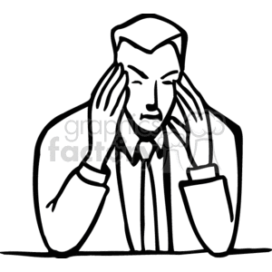 300x300 Royalty Free Black And White Man Stressed Out With His Hands