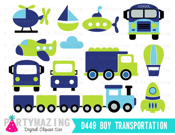 570x440 Transportation Clipart For Boys , Blue And Green Digital Clip Art