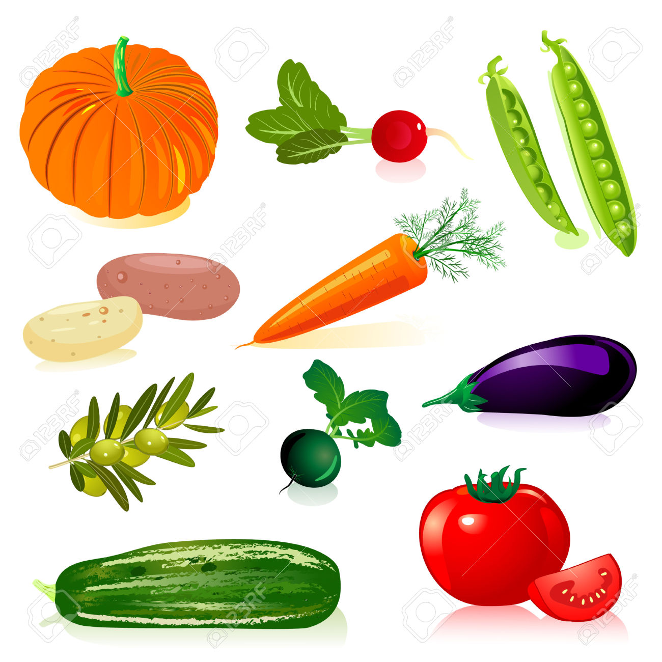 1300x1300 Set Of Vegetables Clipart