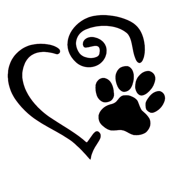 581x581 Swirl Heart And Paw Print Decal