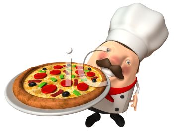 350x268 Royalty Free Clipart Image 3d Pizza Chef Holding A Pizza