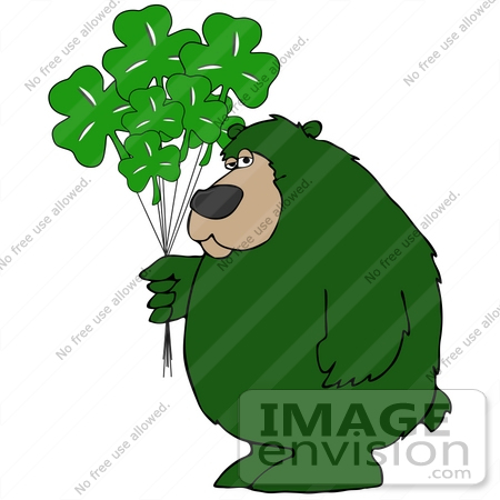 450x450 Clip Art Graphic Of A Green St Patrick's Day Bear With Clover