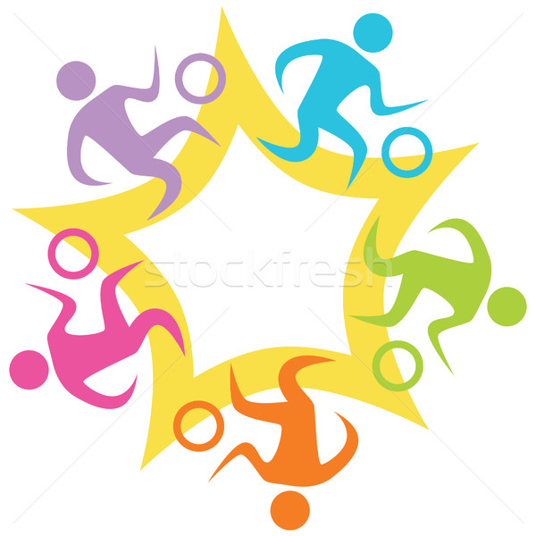 600x600 Teamwork Basketball Starburst Vector Illustration John Takai