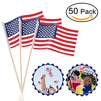 355x355 Oulii American Flags Hand Held 50 Pack 4 X 6 Mini