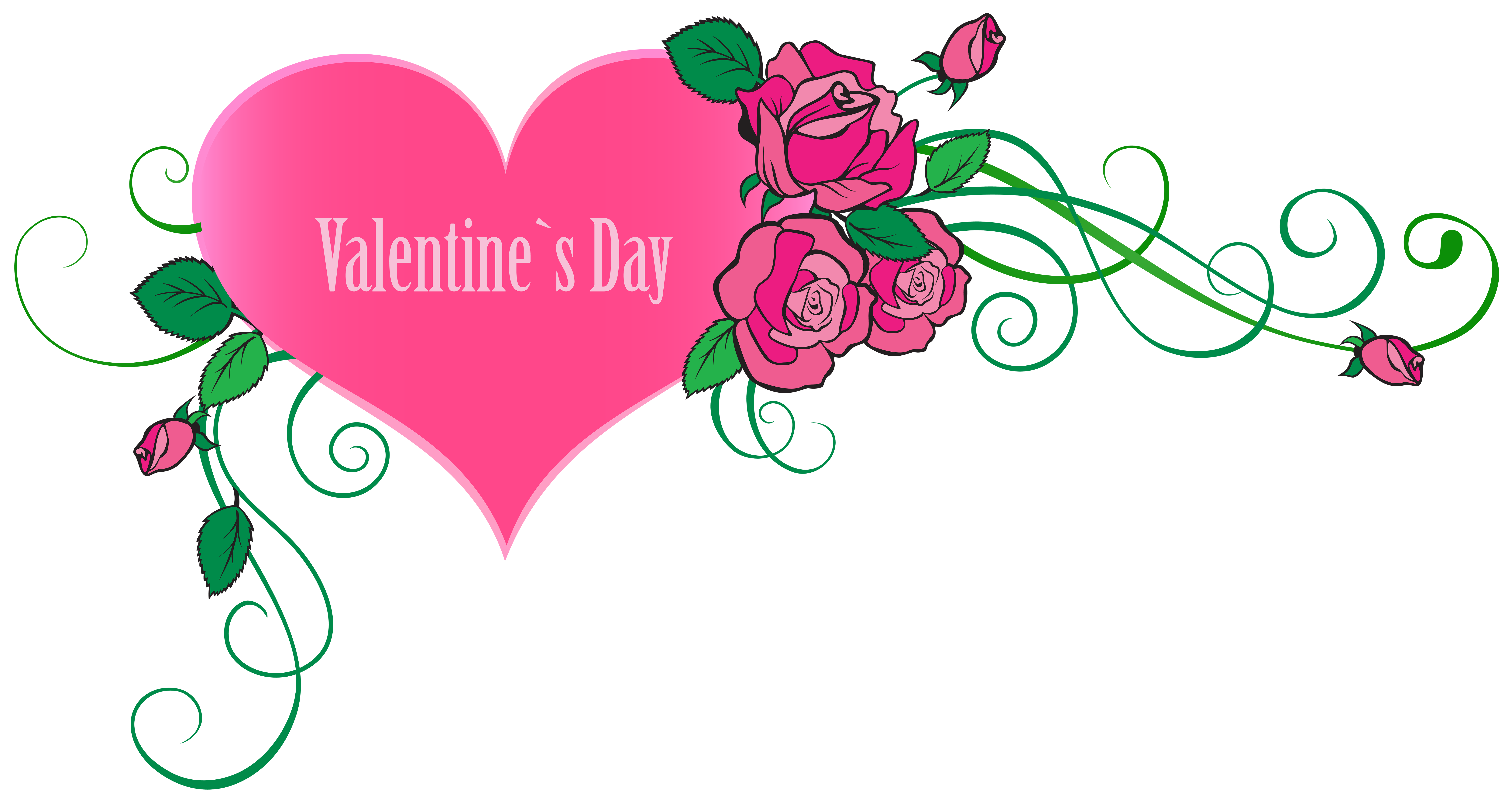 8000x4253 Valentine's Day Clipart Valentine Rose Heart