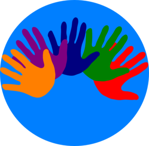 300x294 Volunteering Hands Various Colors Clip Art