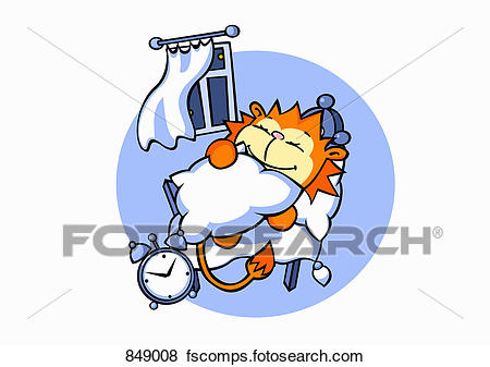 450x337 Clip Art Of A Cartoon Lion Sleeping In Bed 849008