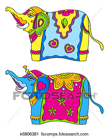 374x470 Clipart Of Indian Elephants K6806381