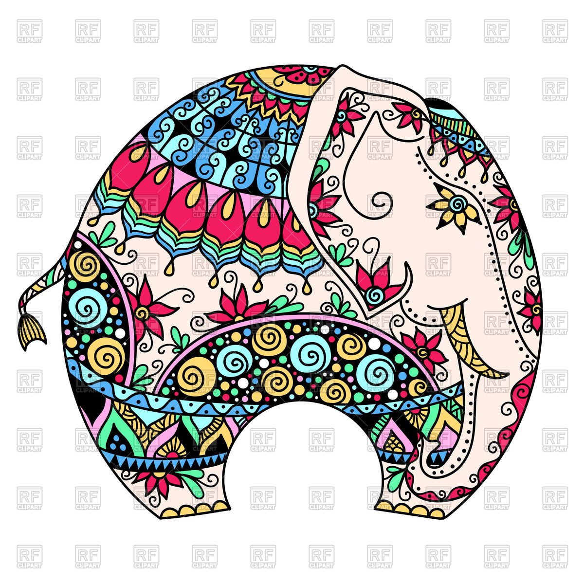 1200x1200 Decorated Indian Elephant Royalty Free Vector Clip Art Image