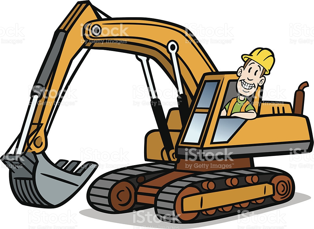 1024x746 Great Illustration Of A Cartoon Guy Operating An Excavator. Perfect