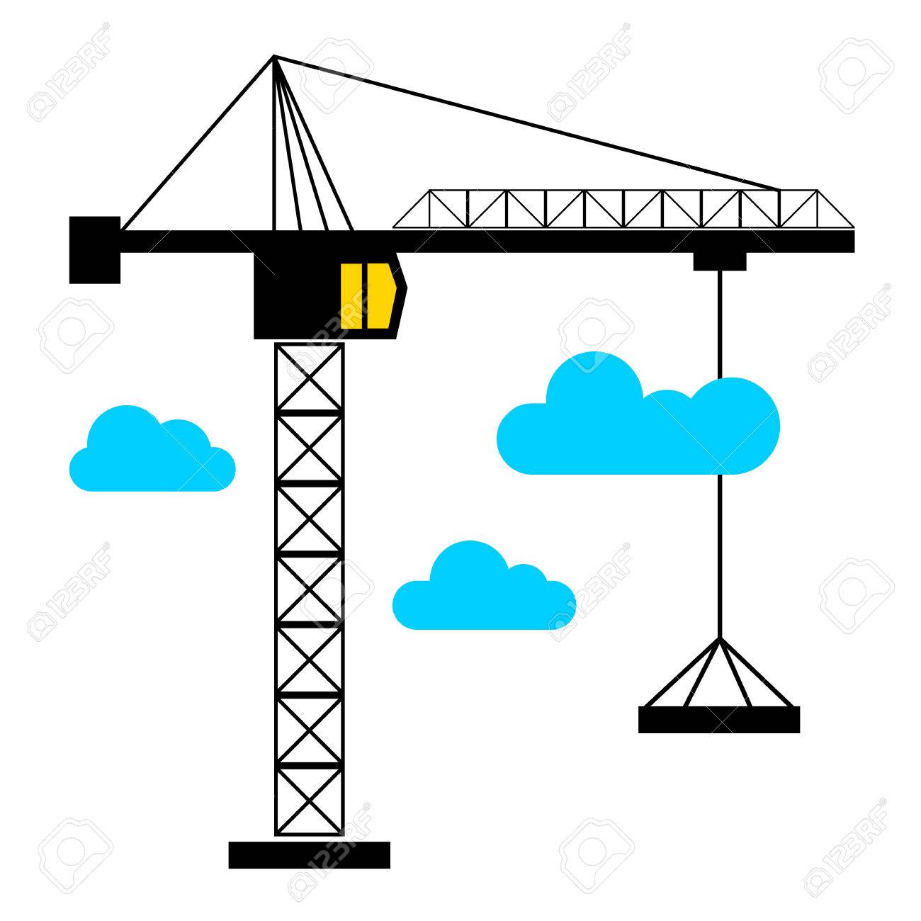 1300x1300 Vector Construction Crane Silhouette Industry Illustration