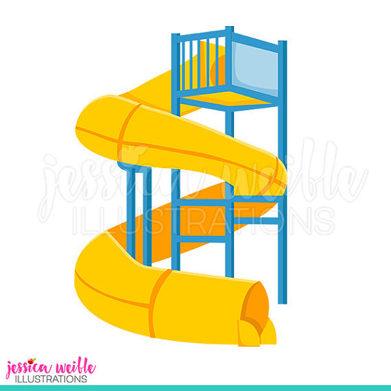 570x570 Super Water Slide Cute Digital Clipart Water Park Clip Art