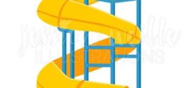 272x125 Super Water Slide Cute Digital Clipart Water Park Clip Art