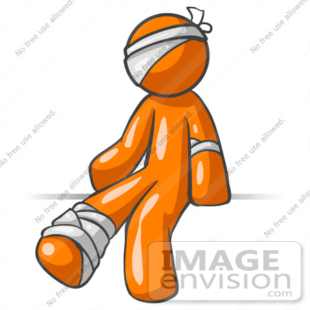 450x450 Clip Art Graphic Of An Orange Guy Character Injured And Bandaged