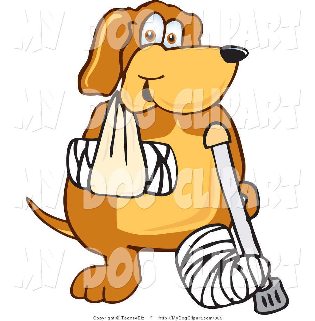 1024x1044 Clip Art Of A Brown Dog Mascot Cartoon Character With An Injury