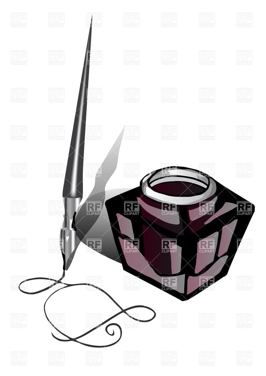 849x1200 Antique Ink Pen Isolated On White Background Royalty Free Vector