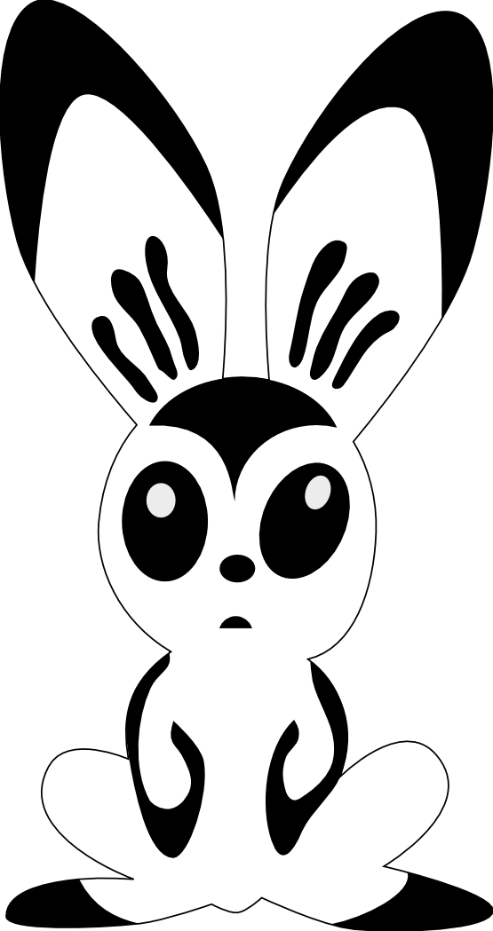 555x1049 Clip Art Hare By Rones Rabbit Black White Line
