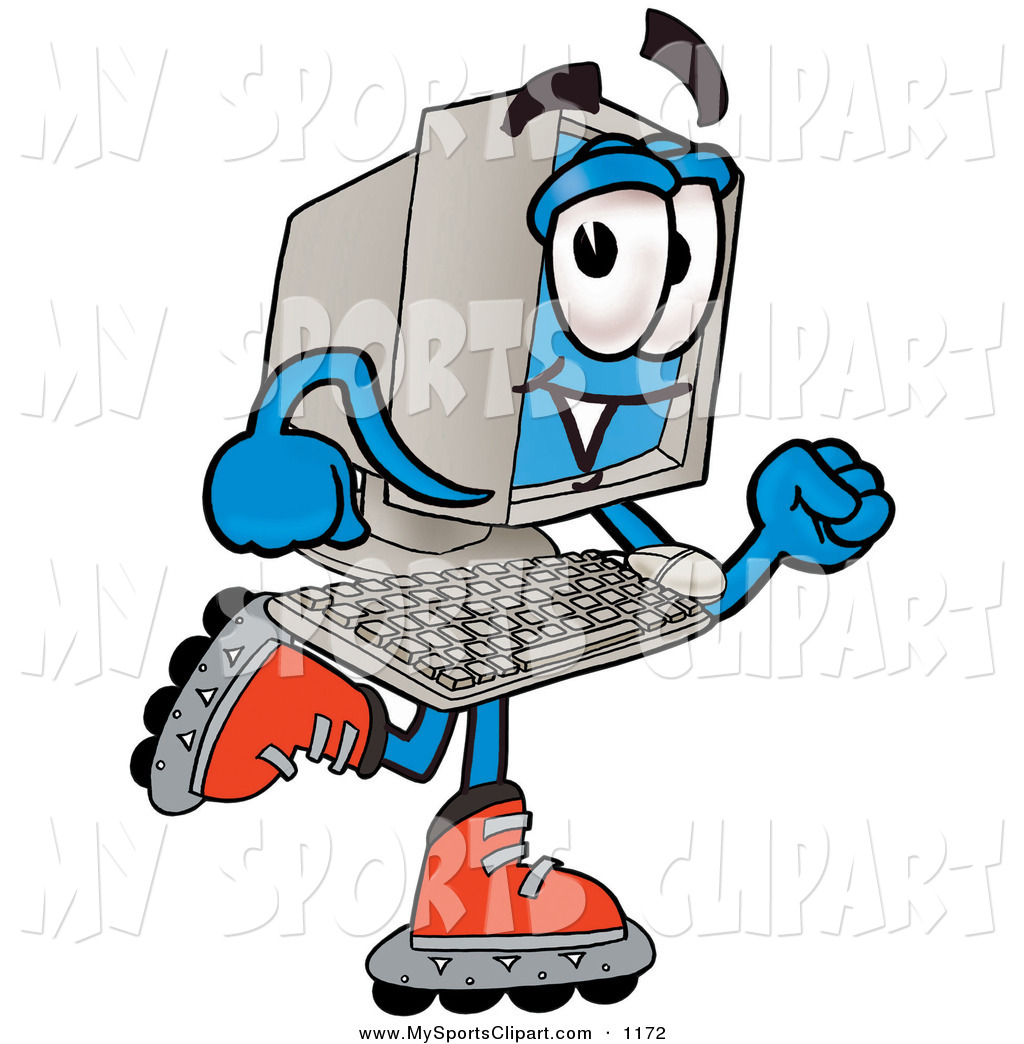 1024x1044 Sports Clip Art Of A Blue Desktop Computer Mascot Cartoon