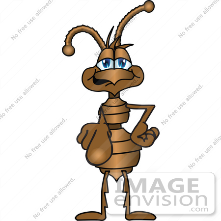450x450 Clip Art Graphic Of A Brown Ant Insect Mascot Character Pointing