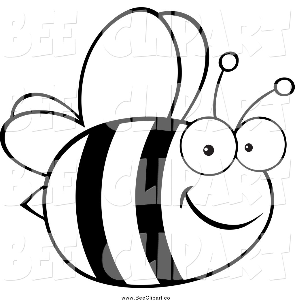 1024x1044 Cartoon Vector Clip Art Of A Black And White Happy Bee By Hit Toon