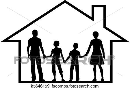 450x309 Clip Art Of Family House Parents Kids Inside Safe Home K5646159