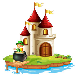 298x300 Illustration Of Man Inside Pot Of Gold Holding Flag On