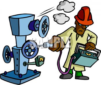 350x296 Royalty Free Clip Art Image Machine Inspector Checking Gauges