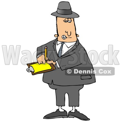 400x400 Clipart Illustration Image Of A Male Caucasian Inspector In A Hat