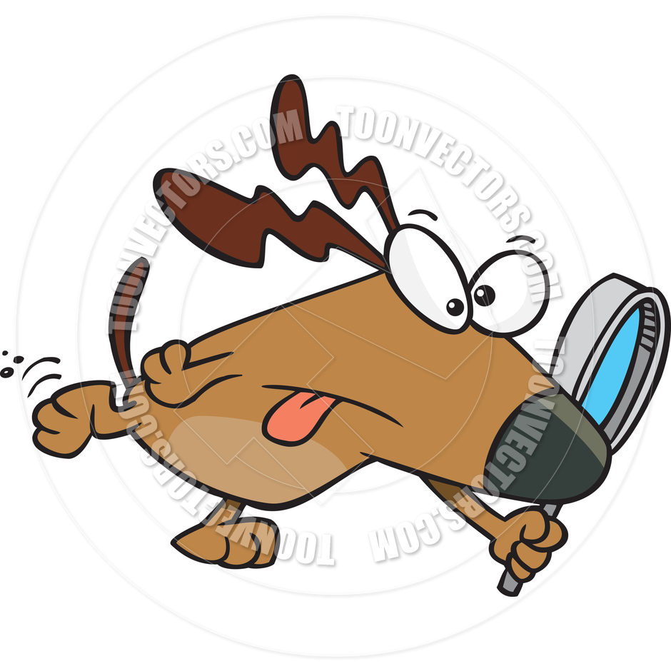 940x940 Cartoon Dog Magnifying Glass By Ron Leishman Toon Vectors Eps
