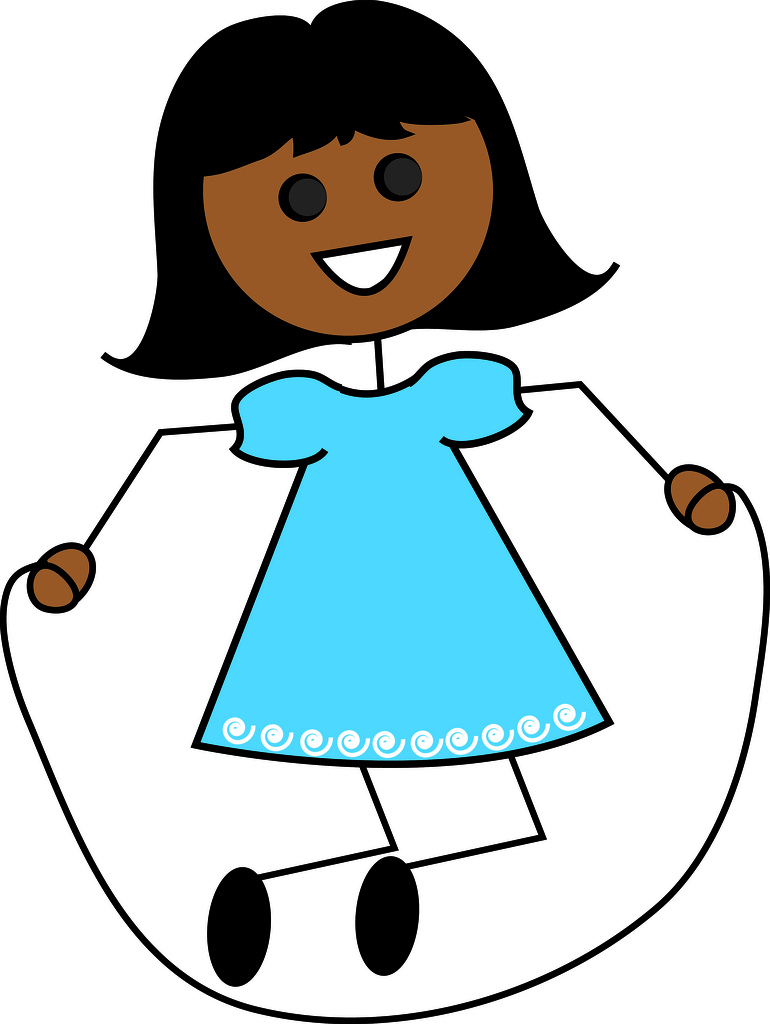 770x1024 Clip Art Illustration Of A Cartoon Hispanic Girl Jumping Rope