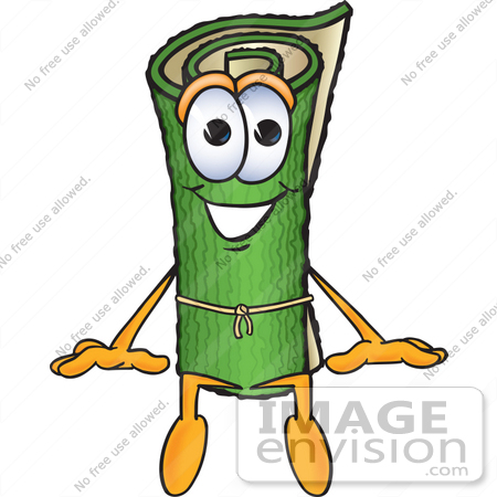 450x450 Clip Art Graphic Of A Rolled Green Carpet Cartoon Character