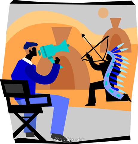 462x480 Movie Director Giving Instructions Royalty Free Vector Clip Art