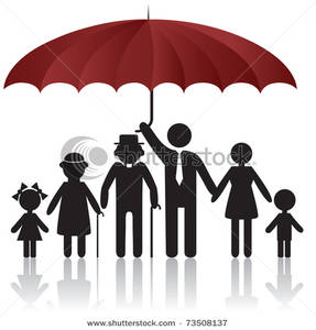 287x300 Art Image Family Protected Under The Safety Of An Umbrella