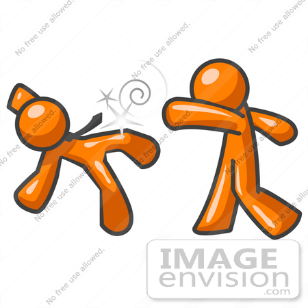 450x450 Clip Art Graphic Of An Orange Guy Character Knocking His Opponent