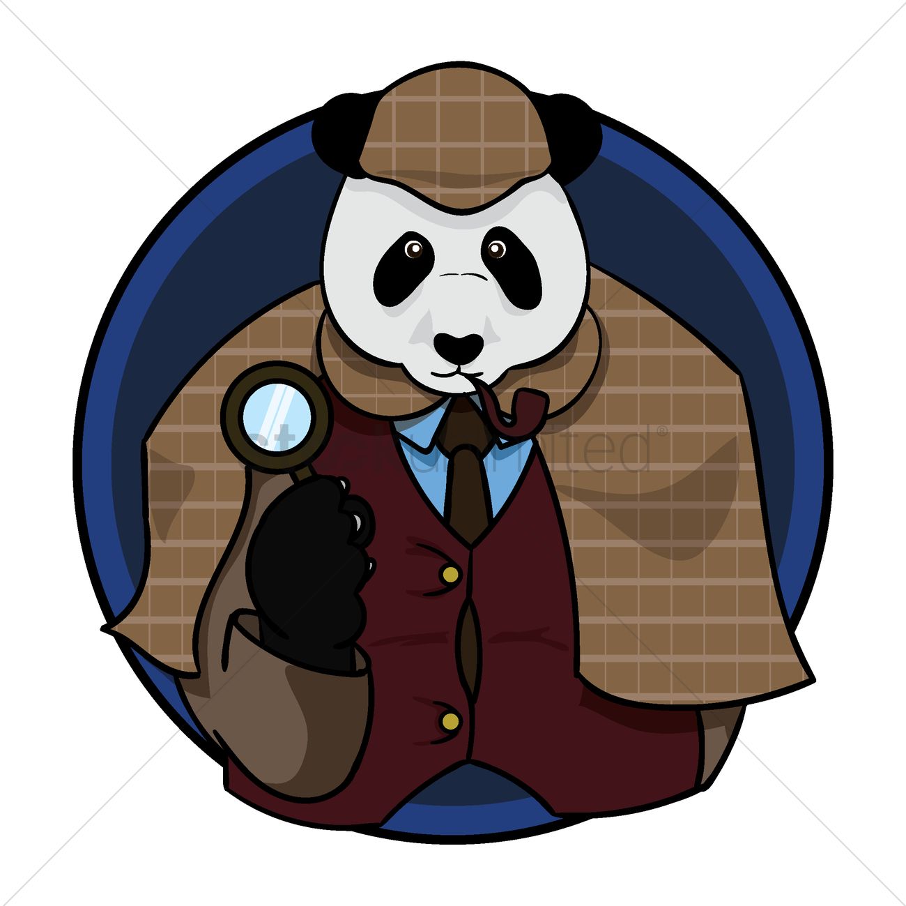 1300x1299 Detective Panda Bear Vector Image