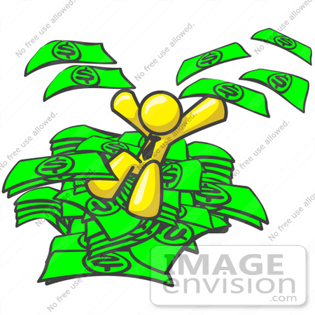 450x450 Clip Art Graphic A Yellow Guy Character Jumping Into A Pile