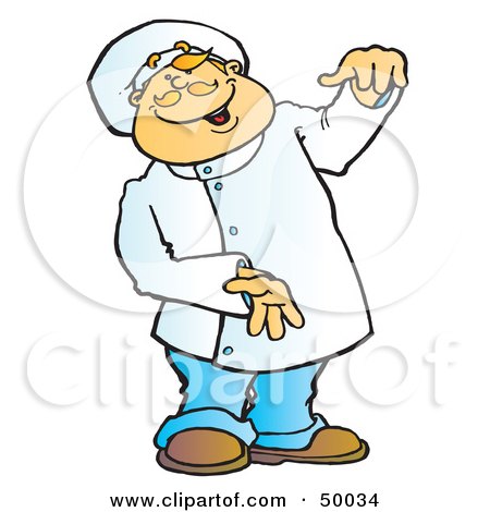 450x470 Clipart Illustration Of A Friendly Male Chef Serving Fish