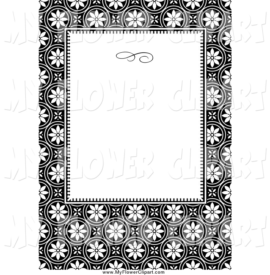 1024x1044 Clip Art Of A Black And White Floral Invitation Border By