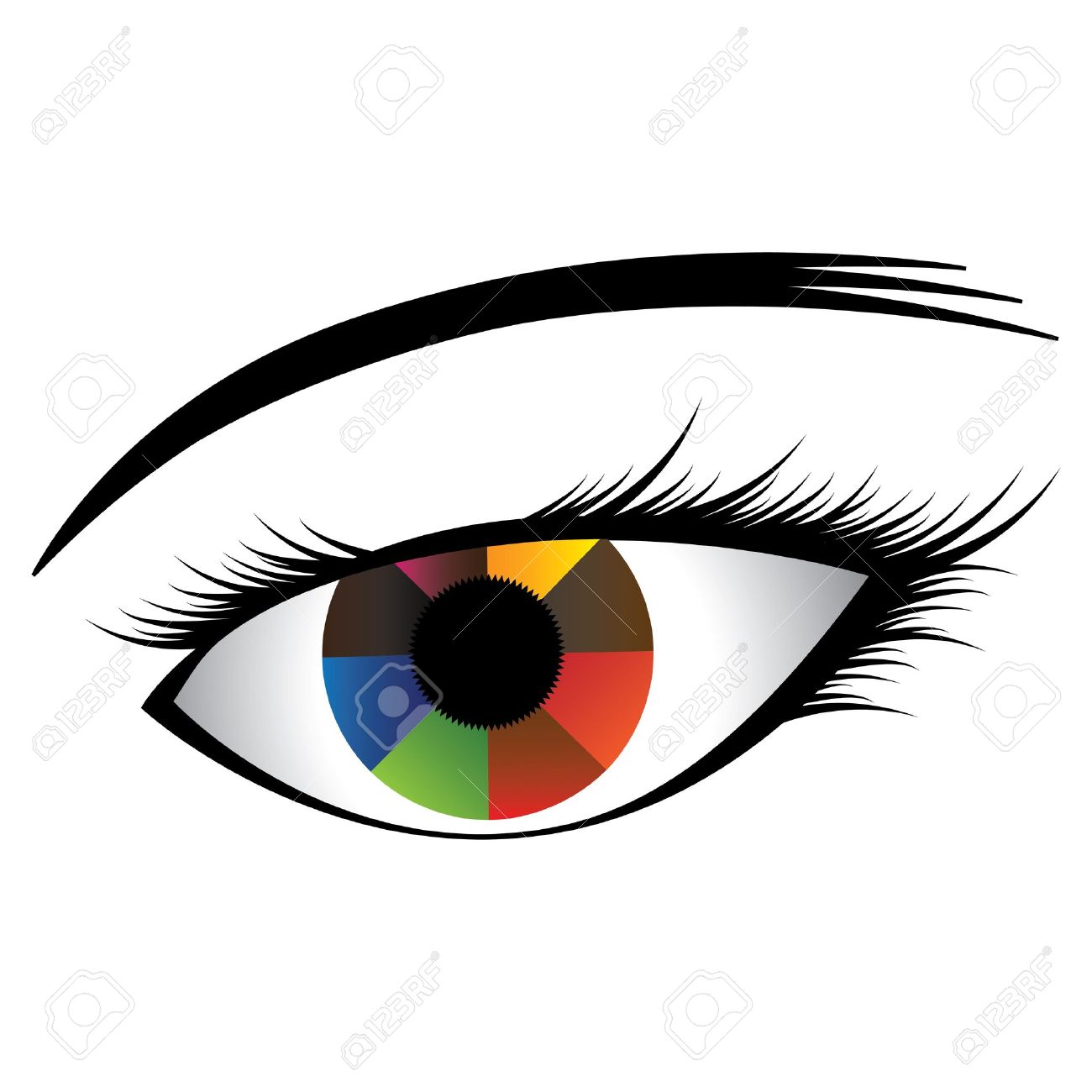 1300x1300 Colorful Illustration Of Human Eye With Multicolored Iris Showing