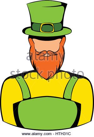 300x436 Cartoon Irish Leprechaun Man Face Icon Over White Background